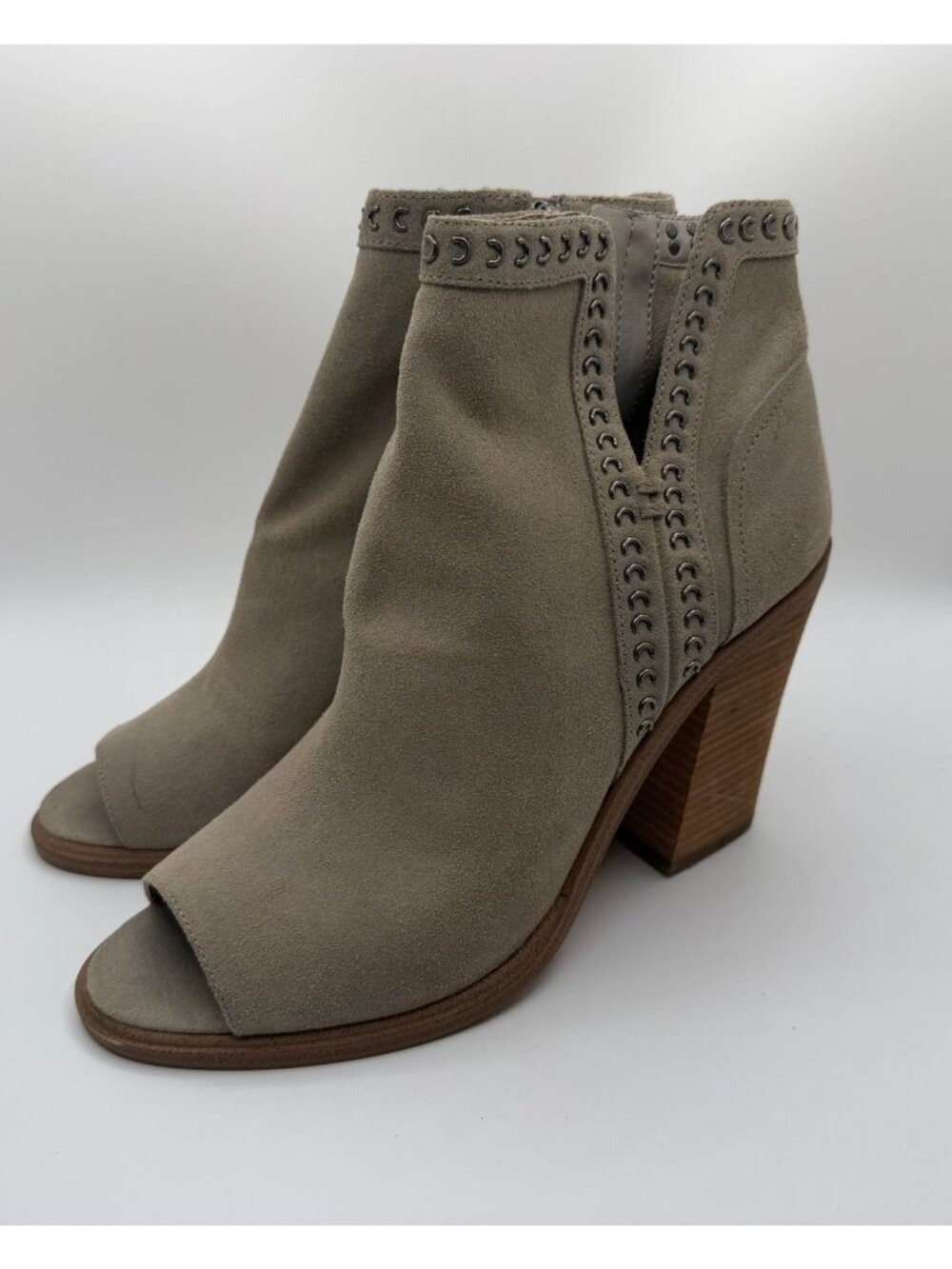 Vince Camuto Kemelly Ankle Boots Women Size 9.5M Tan Leather Open Toe
